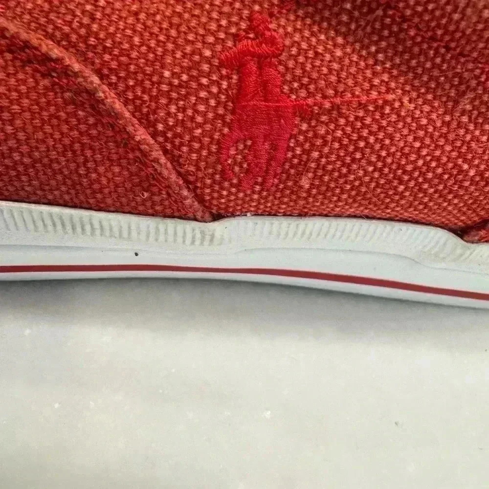 Polo Ralph Lauren burlap and suede sneakers washed red men’s size 9 - Picture 4 of 11